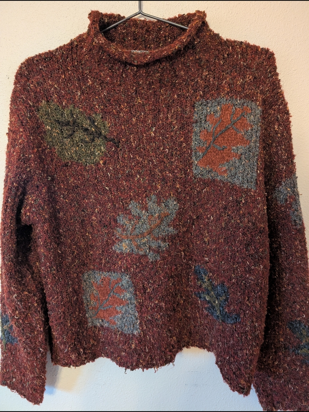Curio Multicolor Leaf Pattern Women’s Sweater L
